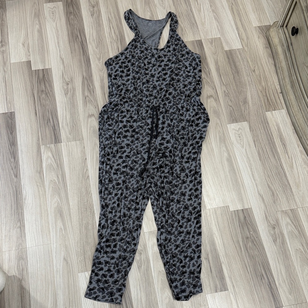 Aerie Gray Leopard Jumpsuit